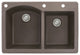 Aversa 33" silQ Granite Double Bowl Kitchen Sink with 3 Holes in Espresso