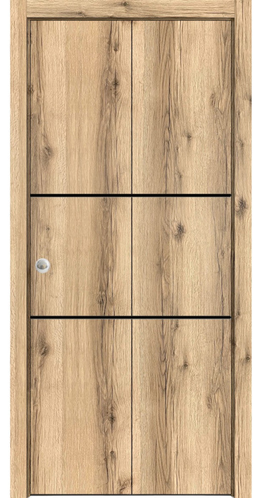 Bi-fold Doors 60 x 80 | Planum 0014 Oak with  | Sturdy Tracks