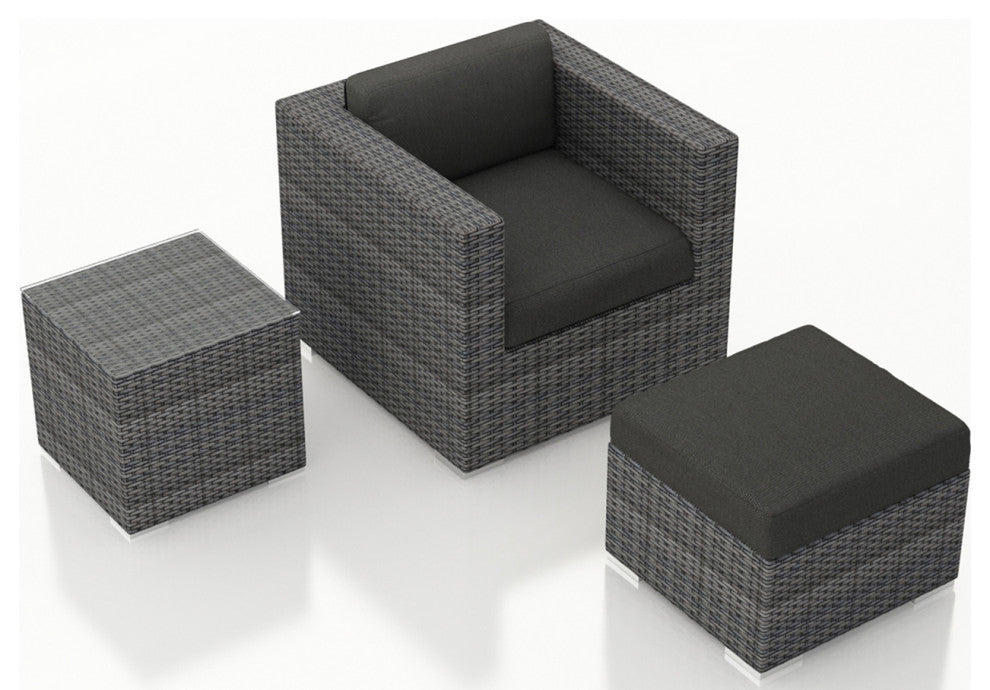 District 3 Piece Club Chair Set, Canvas Charcoal