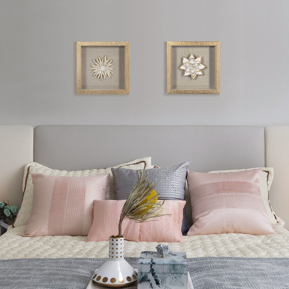 Gold Ceramic Flower Shadow Box Wall DÃ©cor (MS39291CP)