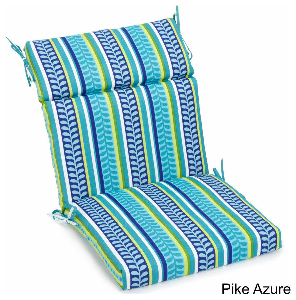 22"x45" Outdoor Squared Seat/Back Chair Cushion, Pike Azure