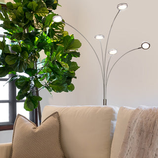 Brightech Orion 5 - Super Bright, Modern LED Arc Lamp, Satin Nickel