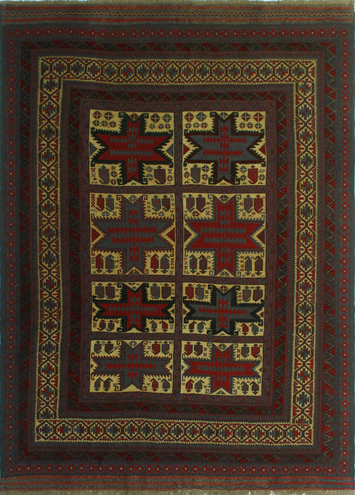 Semi Antique Rayan Beige/Burgundy Rug, 6'5x8'9