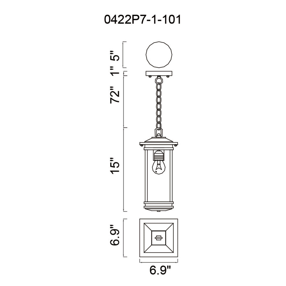Oakwood 1 Light Outdoor Black Pendant