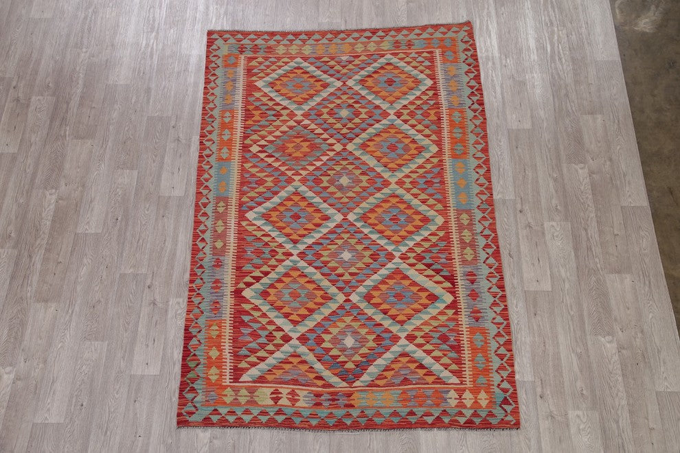 Turkish Flat-Woven Oriental Traditional Kilim Southwestern Area Rug, 8'0"X5'7"