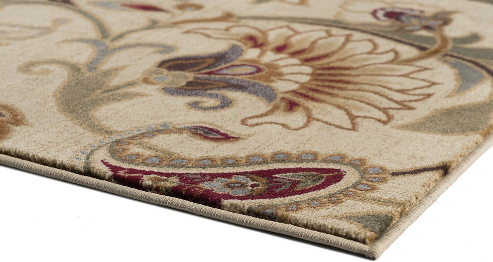 Fairfield Transitional Floral Beige Scatter Mat Rug, 2' x 3'