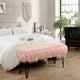Mongolian Fur Ottoman, Coral Pink, 46"x16"x22"
