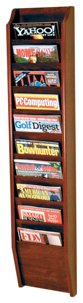 Cascade 10 Pocket Magazine Rack, Mahogany