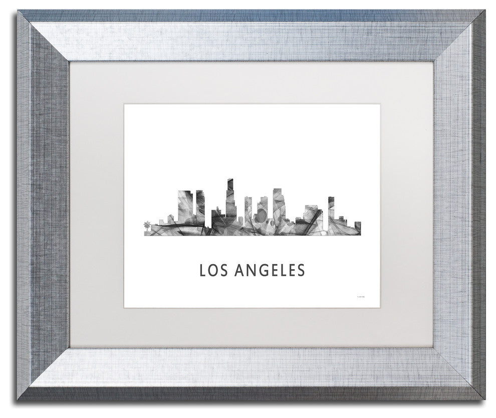 Marlene Watson ''Los Angeles Ca Skyline'' Matted Art, Silver Frame, White, 14x11