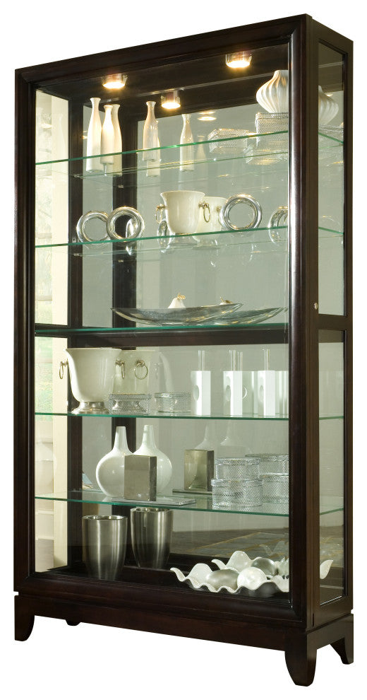Sliding Door 5 Shelf Curio Cabinet in Deep Brown by Pulaski Furniture