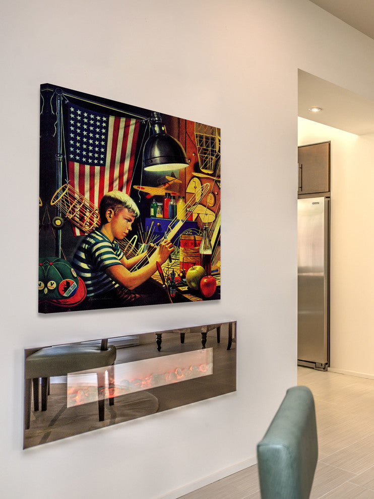 "Model Airplanes" Painting Print on Canvas by Stevan Dohanos