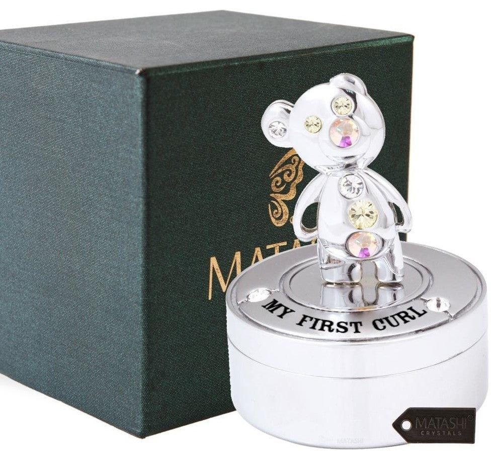Chrome Plated Mini Silver Teddy Bear Keepsake Box