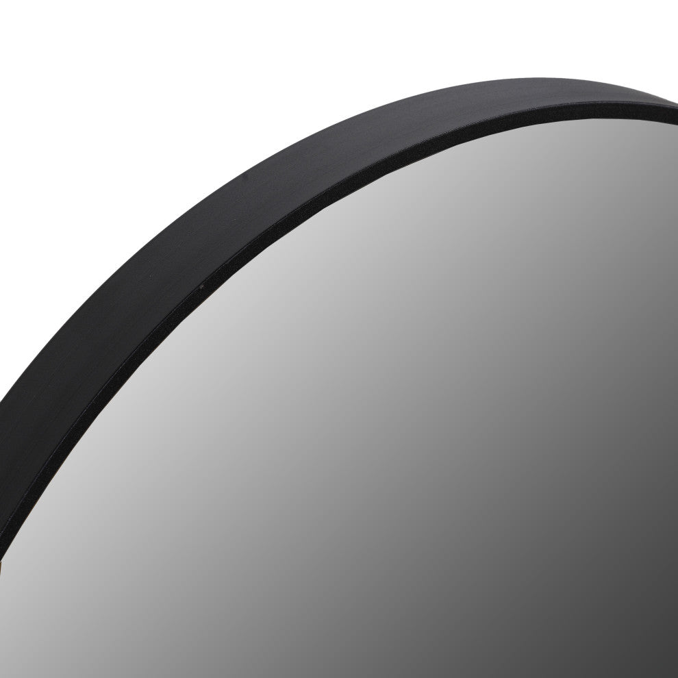 Cortesi Home Opra Mirror, Round 24" With Brushed Black Metal Frame