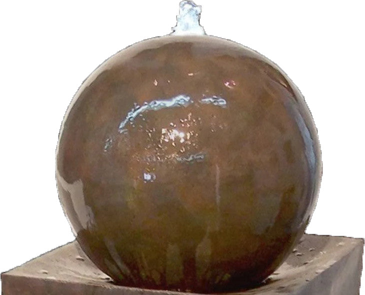 45" X 14" Brown Coppery Finish Square Tall Vase With Ball Fountain