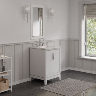 Elizabeth 24" Single Sink Carrara White Marble Vanity, Pure White