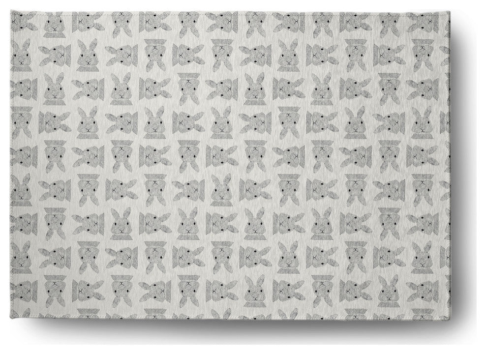 Criss Cross Bunnies Easter Chenille Rug, Whisper White, 5'x7'