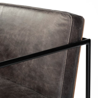 Stamford Black Leather Seat With Wood Back, Metal Frame Counter Stool
