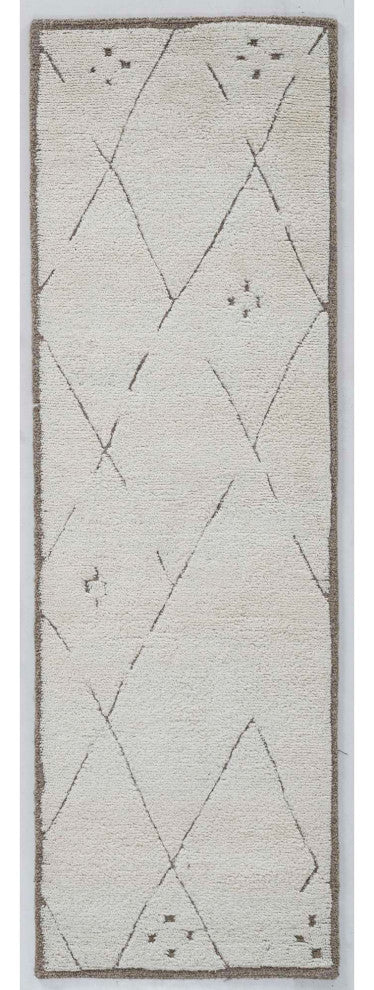 Adab Moroccan Lines Area Rug, Brown, 2'6"x8'