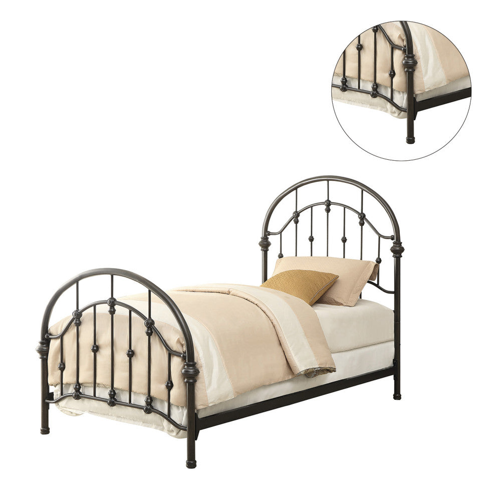 Twin Size Metal Bed Dark Bronze
