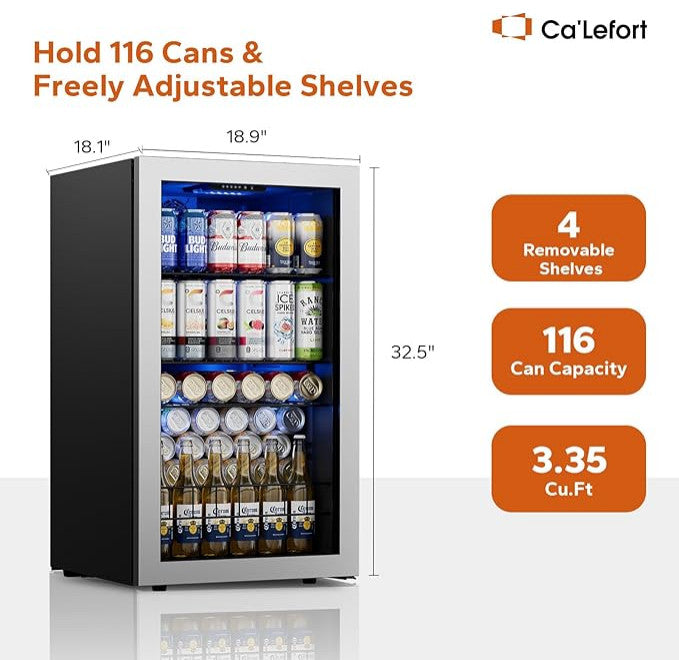 Ca''Lefort Beverage Refrigerator Cooler 140 Cans Mini Fridge