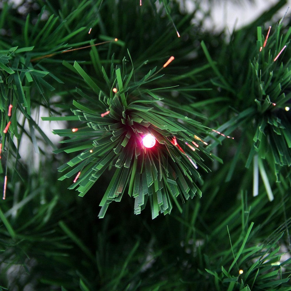 6' Pre-Lit LED Color Changing Fiber Optic Christmas Tree With Star Tree Topper