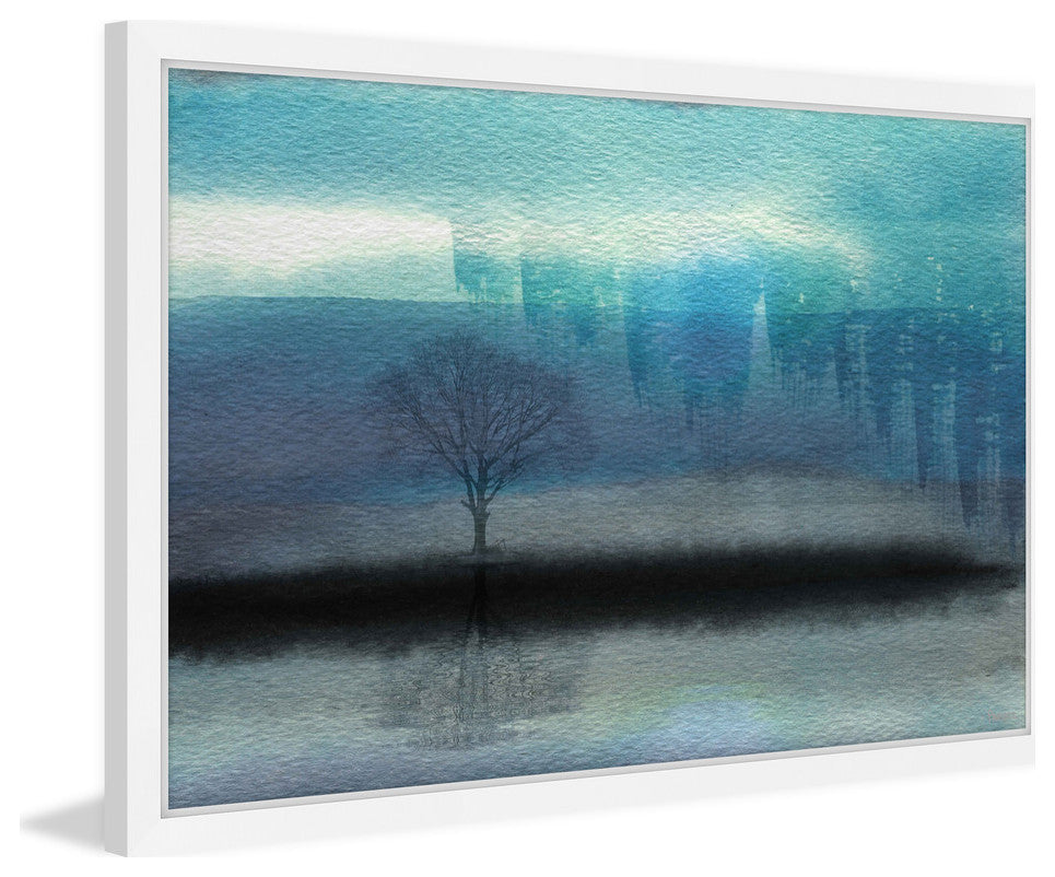 "Mystic Teal" Framed Painting Print, 24"x16"