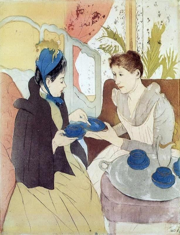 Mary Cassatt The Visit, 21"x28" Wall Decal