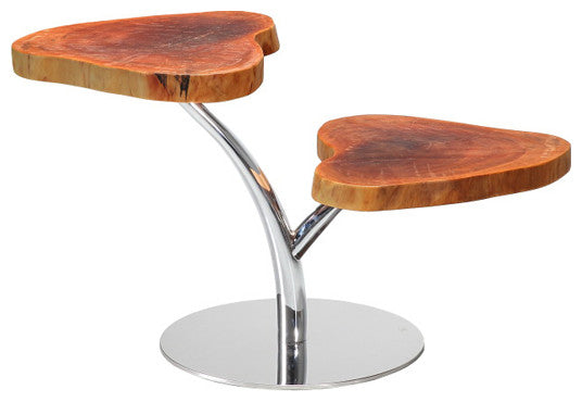 HomeRoots 20" Live Edge Wood and Steel End Table
