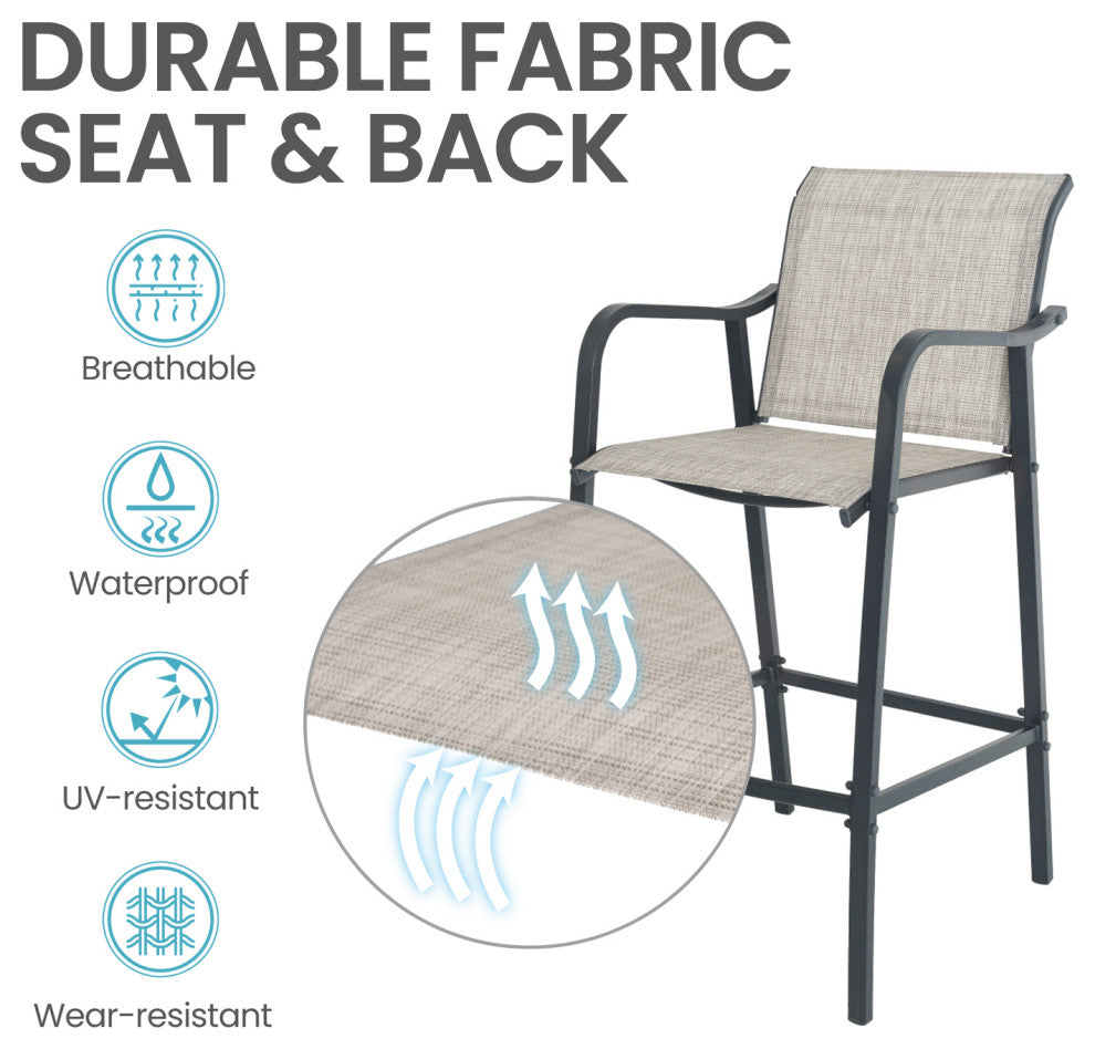 Set of 2 Outdoor bar stoolst Patio Bar Chair,patio furniture set, Gray&brown