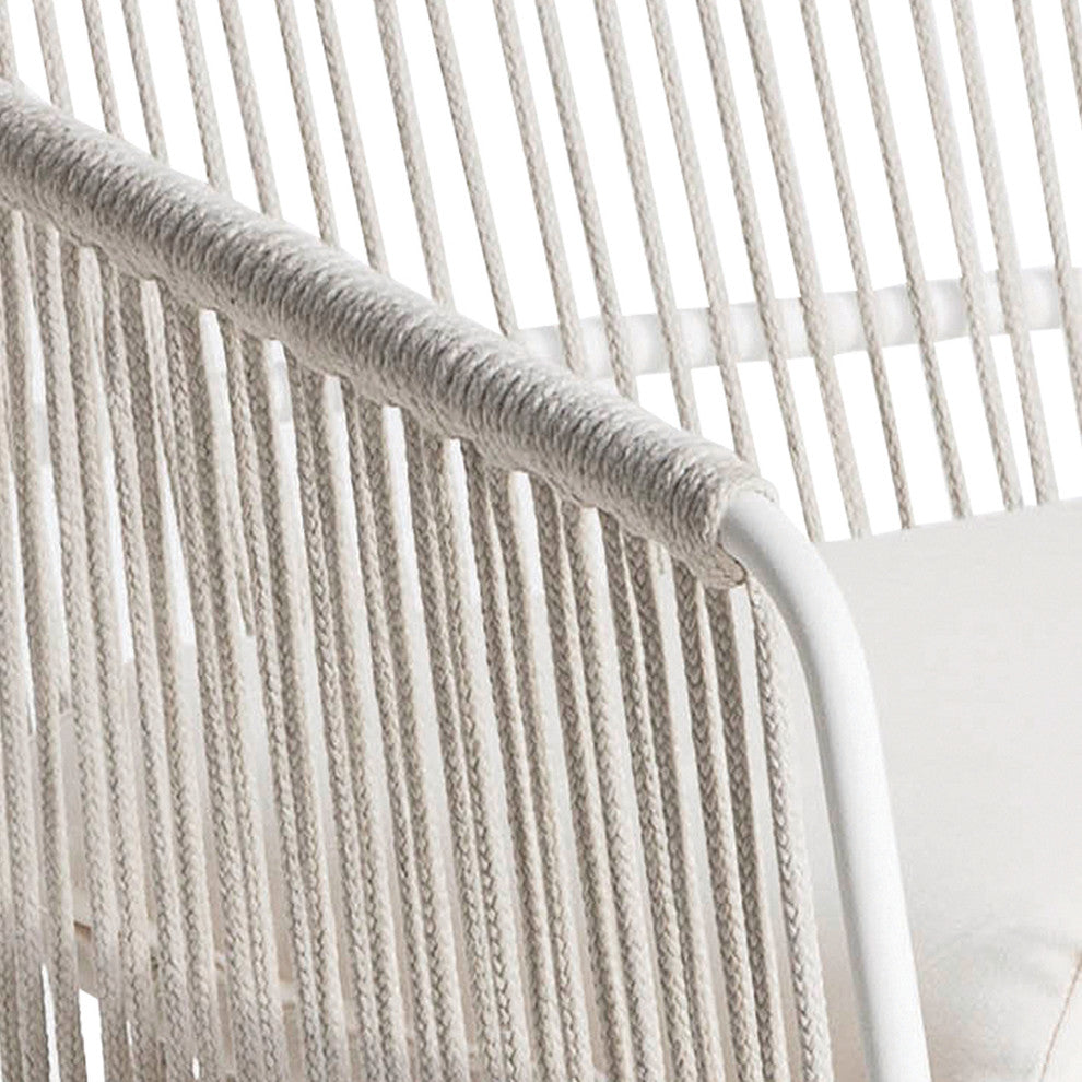OASIQ SANDUR Barstool, Rope: White, Cushions: Canvas Brick, Frame: White