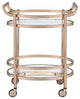 27"x19"x34" Clear Glass and Rose Gold Serving Cart