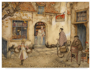 Anton Pieck 'Out The Kitchen Door' Canvas Art