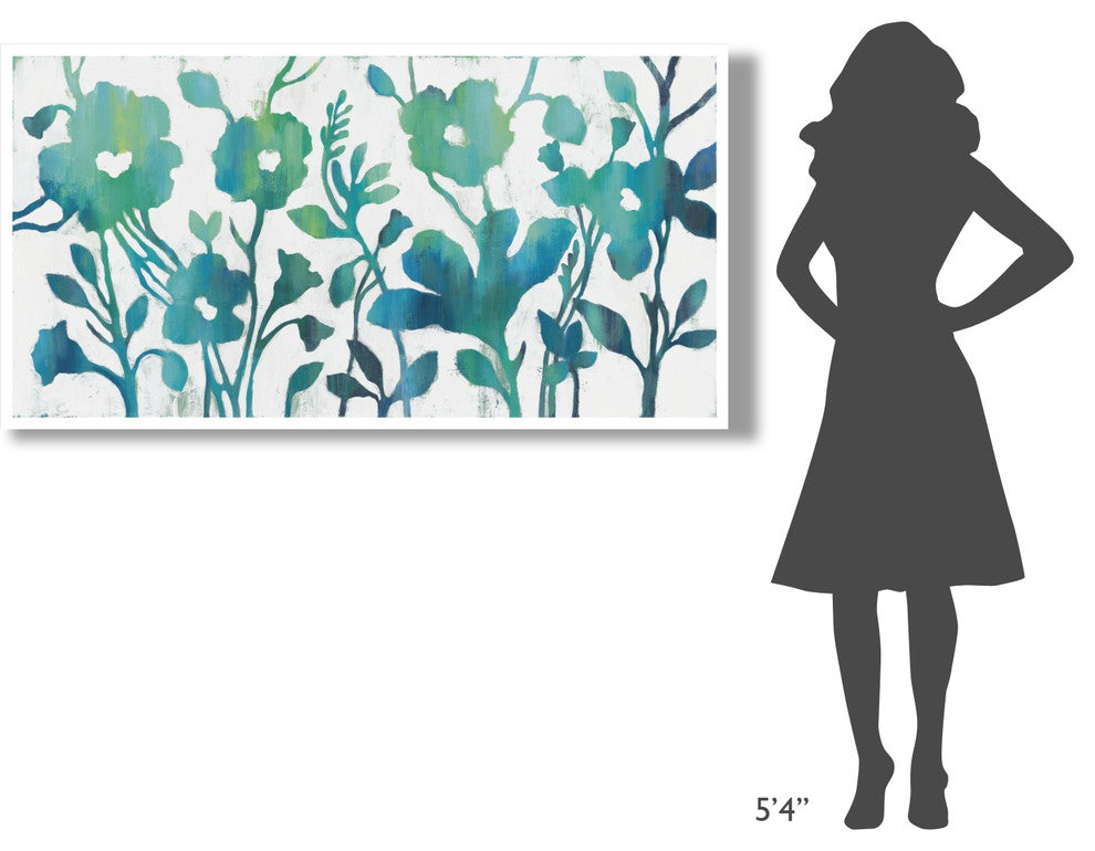 "Teal Trio I on White" Digital Paper Print by Silvia Vassileva, 62"x32"