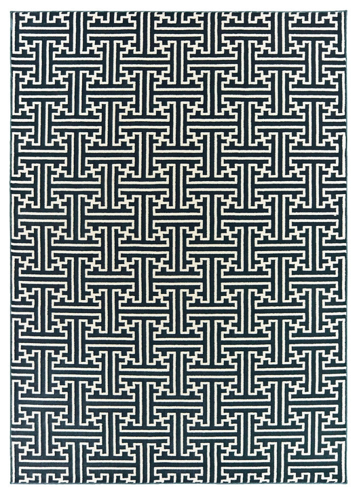 Oriental Weavers Bowen Navy/ Ivory Geometric Indoor Area Rug 3'10"X5'5"