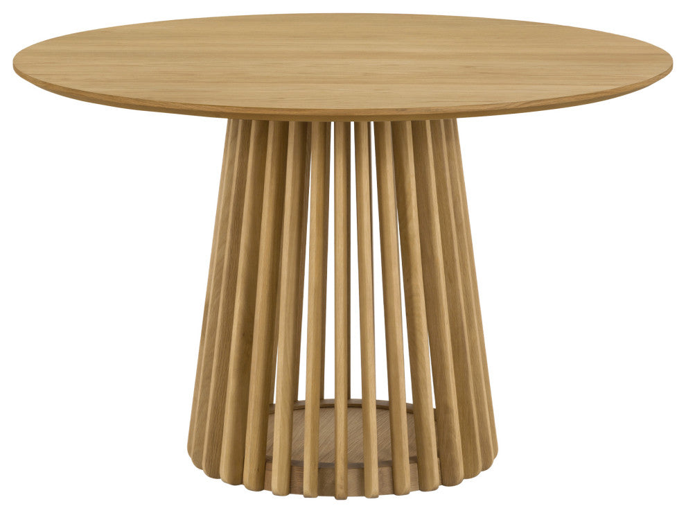 Pasadena 47" Wood Round Dining Table, Natural Oak Finish