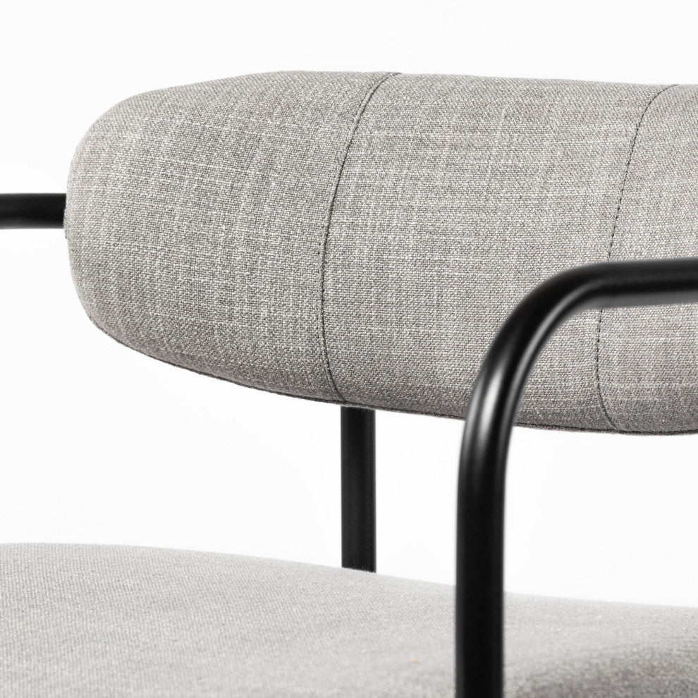 Parker Gray Fabric Seat Black Metal Counter Stool