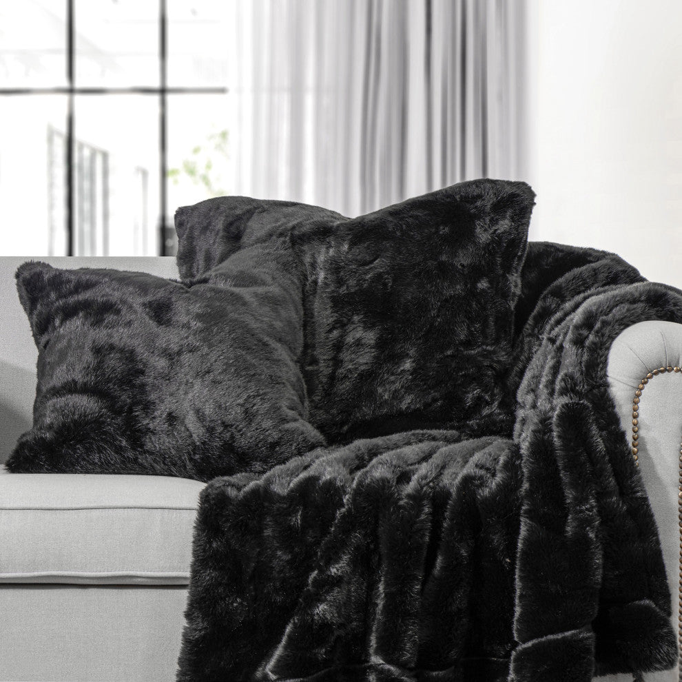 HiEnd Accents Oversized Arctic Bear Throw Blanket, 50"x80", Black