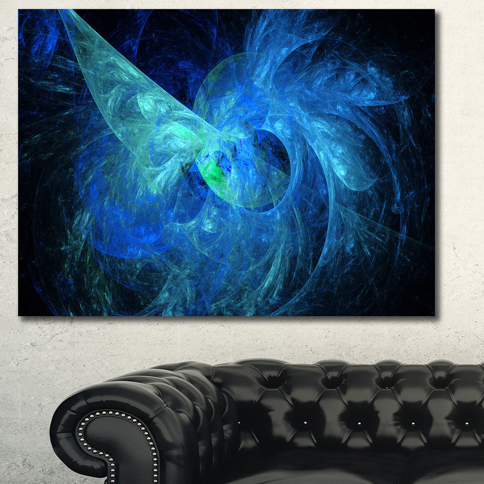 Blue on Dark Fractal Illustration, Abstract Canvas Art Print, 60x40