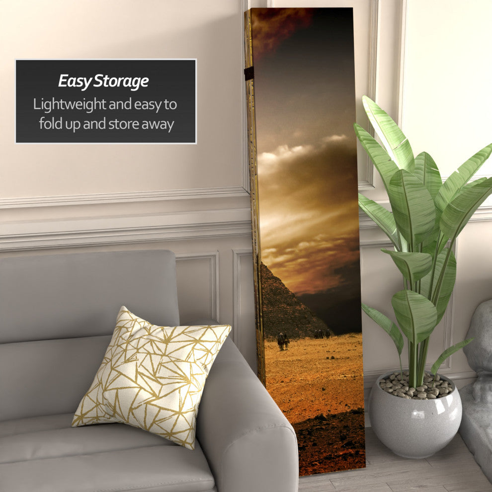 6' Tall Double Sided Egyptian Pyramid Canvas Room Divider