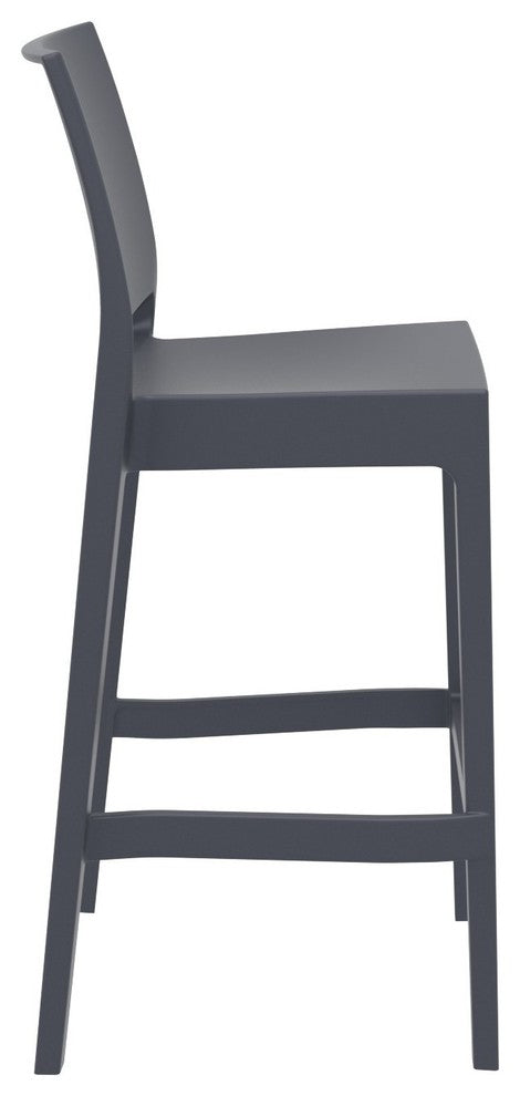 Maya Resin Barstool, Dark Gray, Set of 2