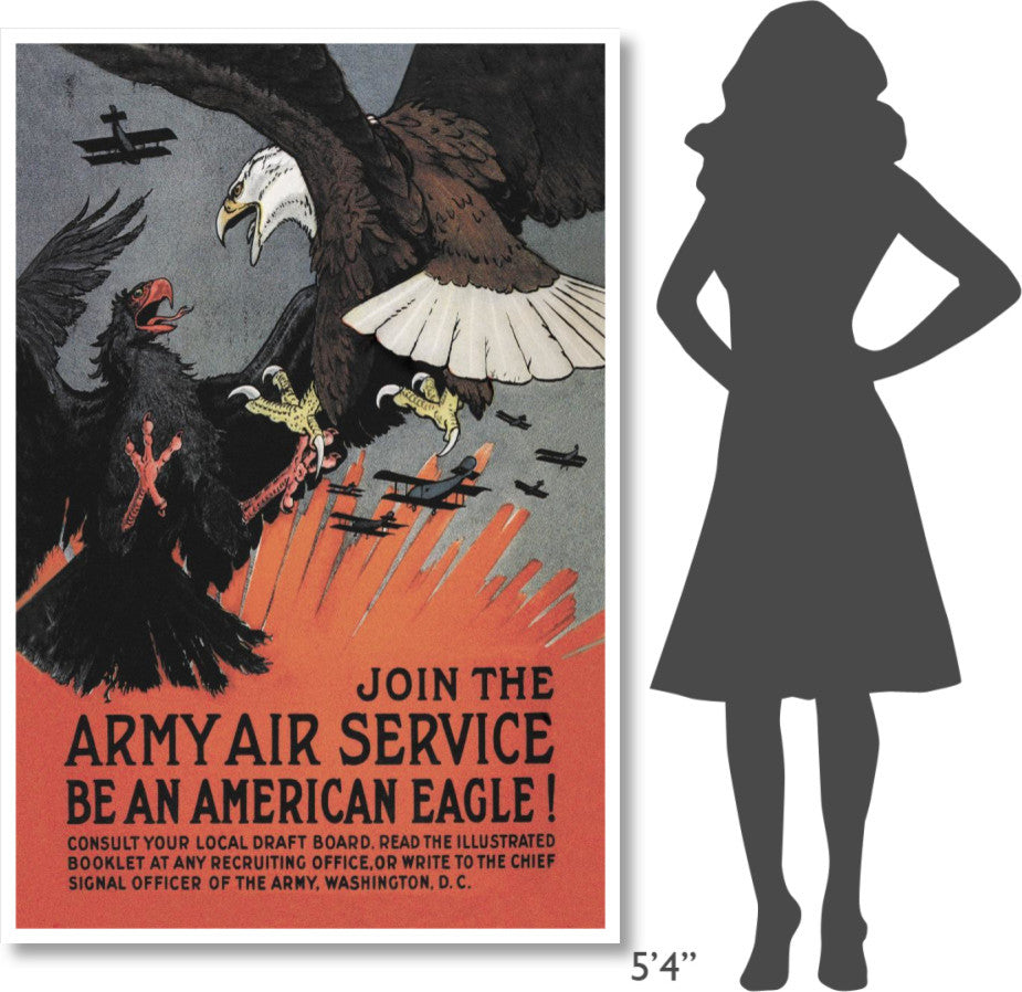 "WWI: Join the Army Air Service: Be an American Eagle!" Paper Art, 42"x62"