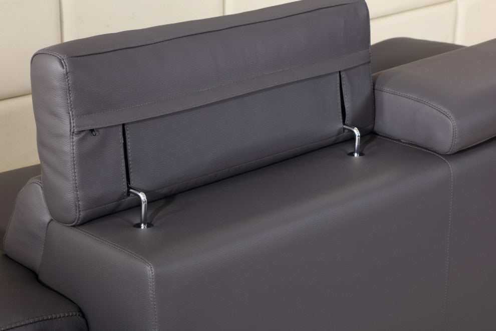Turin Contemporary Genuine Italian Leather Chair Dark Gray