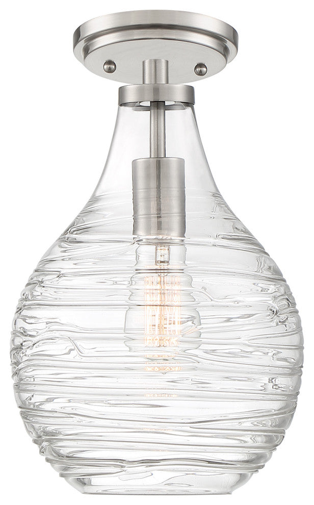 Quoizel QPP4019 Genie 1 Light 9"W Mini Pendant / Semi-Flush - Brushed Nickel