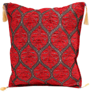 Trellis Myrtus Chenille Decorative Contemporary Turkish Pillow, Red