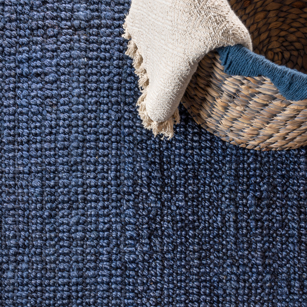 Pata Hand Woven Chunky Jute Navy 2'x18' Runner Rug