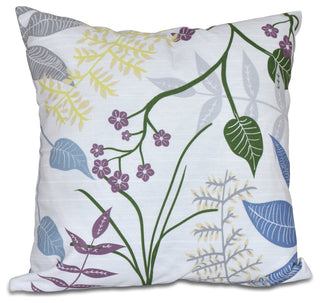 Botanical, Floral Print Pillow, Gray, 18"x18"