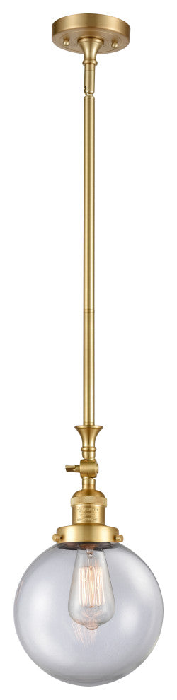 Beacon Mini Pendant, Satin Gold, Clear