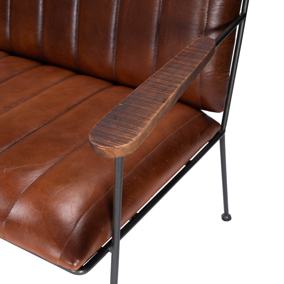 Butler Phoenix Leather and Metal Bench