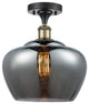 Large Fenton 1-Light Semi-Flush Mount, Black Antique Brass, Plated Smoke