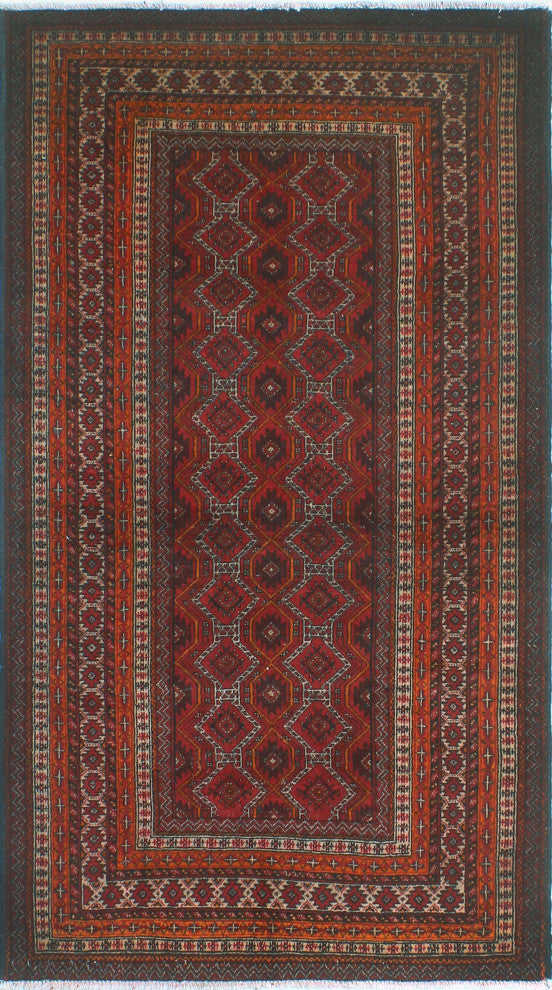 Fine Vintage Distressed Massiya Red/Charcoal Runner, 3'1x5'8